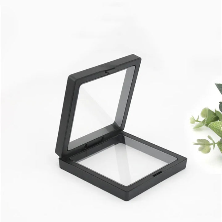 PE Membrane Transparent Jewelry Display Box Case Ring Necklace Bracelet Organized 3D Floating Square Frame Storage Collection