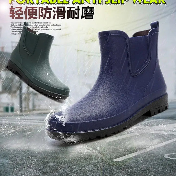 New ，outdoor ，rain boots men's fashionable waterproof shoes men's waterproof boots thick-soled fishing rubber shoes four seasons