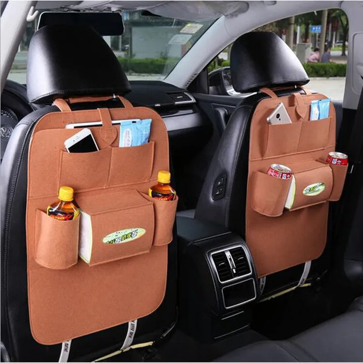 Universal Car Back Seat Storage Bag Organizer Trunk Elastic Felt Storage Bag 6 Pockets Organizer Hanging Car Accessories 40*56CM