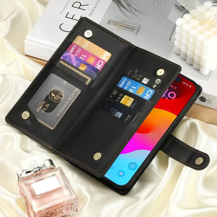 Zipper Leather Flip Case for Xiaomi Poco X6 Pro 5G Luxury Cover Mi Phone Poco F6 M6 Pro X 6 F 4G Magnet Book Funda Crossbody Bag