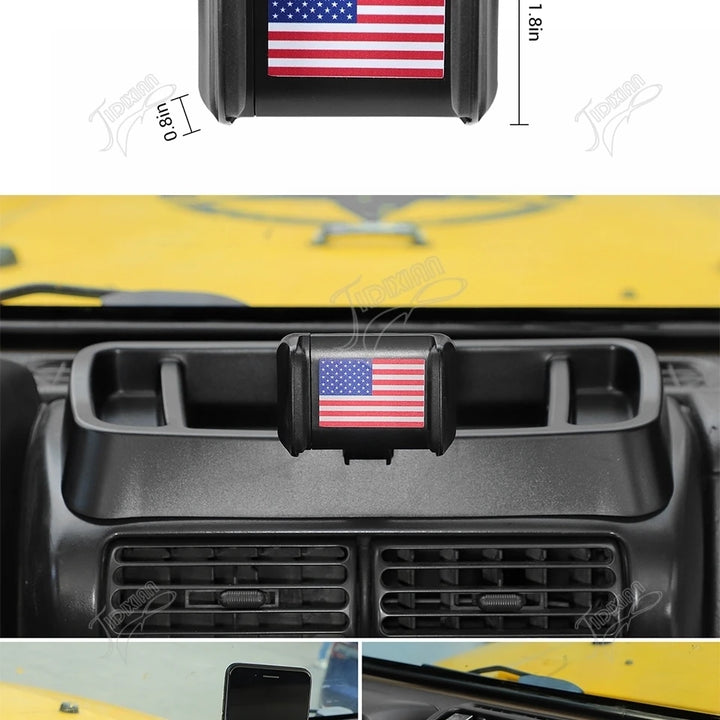 JIDIXIAN Car Center Console Storage Box Mobile Phone Holder Tablet Stand for Jeep Wrangler TJ 1997-2006 Interior Accessories