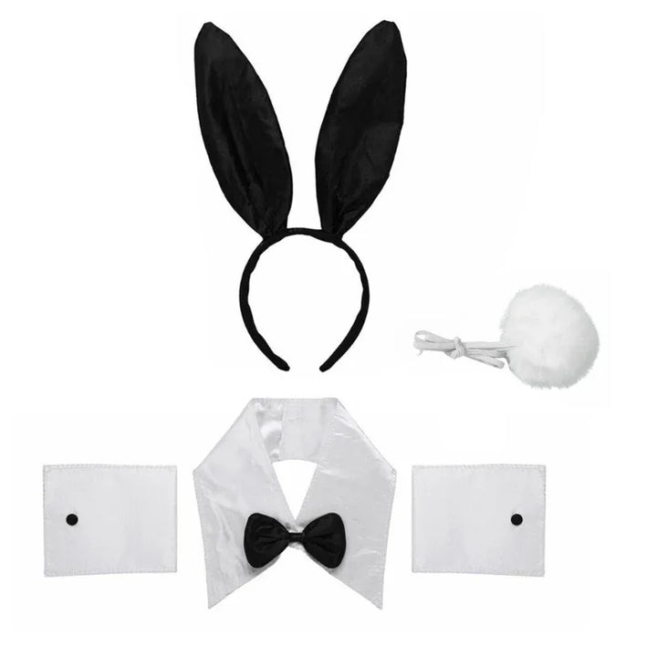 Women Bunny Costume Role Rabbit Headband Tail Bowtie Cuffs Skirt Sexy Photography Props Party Cosplay Masquerade Wear