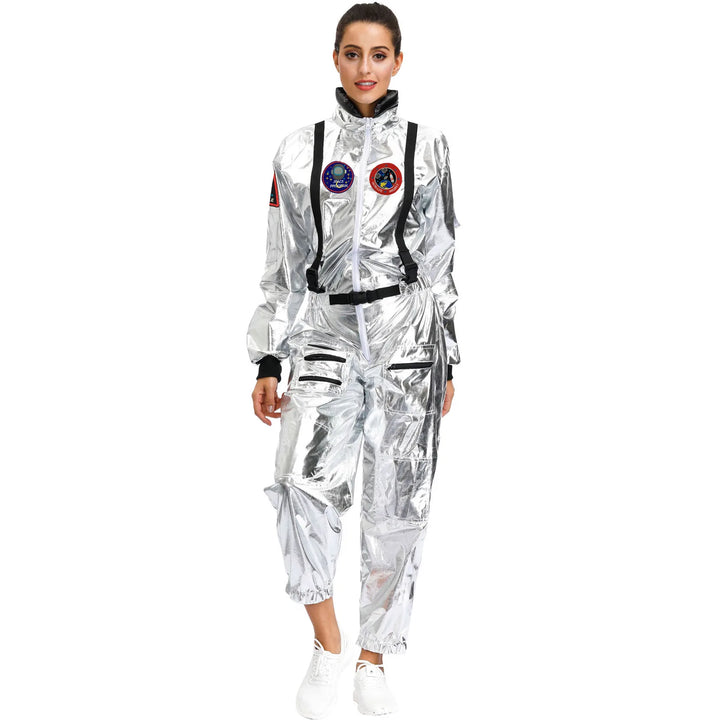 Halloween Christmas Silver Spaceman Men Women Space Suit Adult Children Astronaut Costume Family Party Dress Up Birthday Gift