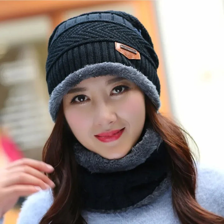 Winter Fleece Scarf Hats Thicken Plush Warm Beanies Wool Knit Caps Men Women Outdoor Cycling Ski Cold Protection Neck Mask Hat