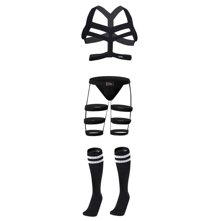 Sexy Mens Jockstrap Thigh Suspender Briefs With Bandage Belt Male Erotic Fetish Costume Strap Lingerie Body Harness Stockings