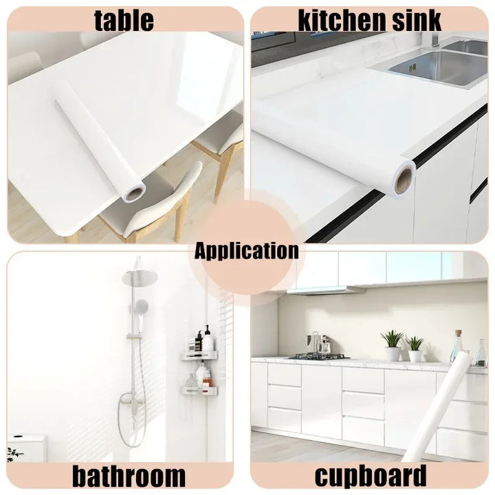 Self Adhesive Wallpaper Heat & Oil Resistant Furniture Renovation Sticker Kitchen Cabinet Table Sink Waterproof Wall Sticker