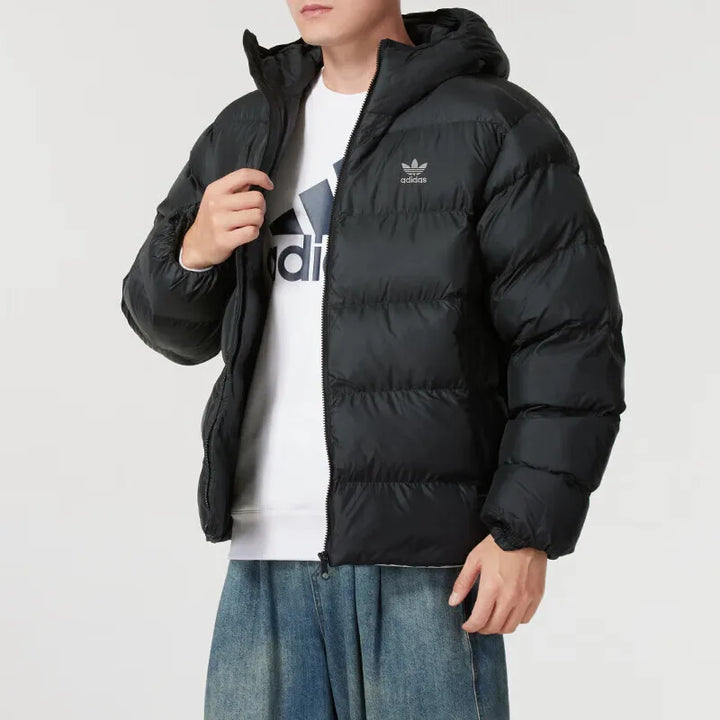 Adidas clover men 2024 winter leisure warm windproof hooded fashion cotton-padded jacket IY3396