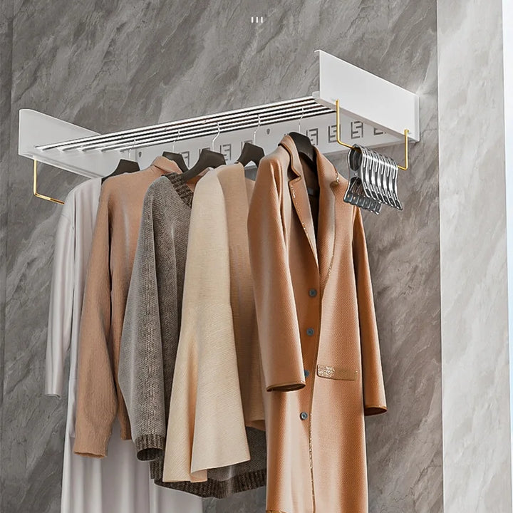 Indoor folding clothes hanger wall mounted invisible clothes hanger balcony hanging clothes pole hidden towel rack