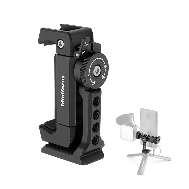 Metal Cell Phone Tripod Mount Smartphone Holder Adapter with Cold Shoe Arca Clamp Cell Phone Video Live Stand Streaming Vlogging