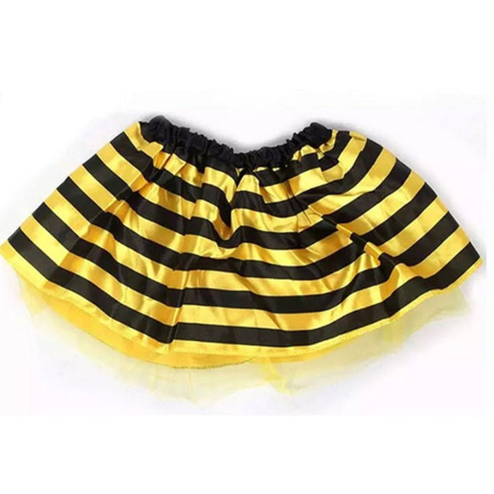 4Pcs/Set Kid Fairy Costume Set Ladybird Bee Glitter Cute Wing Striped Layered Tutu Skirt Wand Headband Dress Up Halloween Outfit