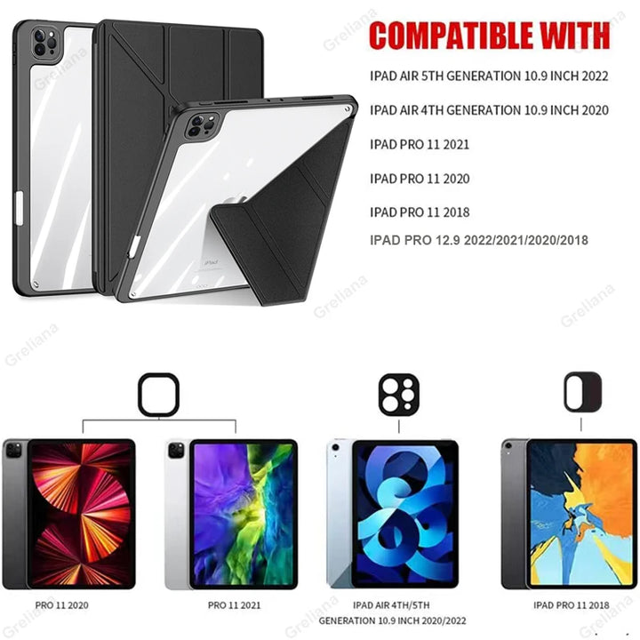 Case Magnetic for iPad Air 11 Cover iPad Air 4 5 10th 10.9 9.7 7th 8th 9th Gen 10.2 3 pro 10.5 11 With Y-Shaped Fold Clasp Funda