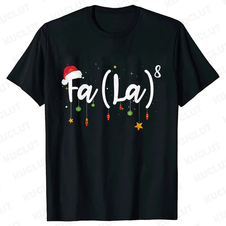 Fa (la)8 Funny Christmas Santa Men T-shirt Fashion Christmas Holiday Party Shirt Short Sleeve Tees Casual Oversized Streetwear