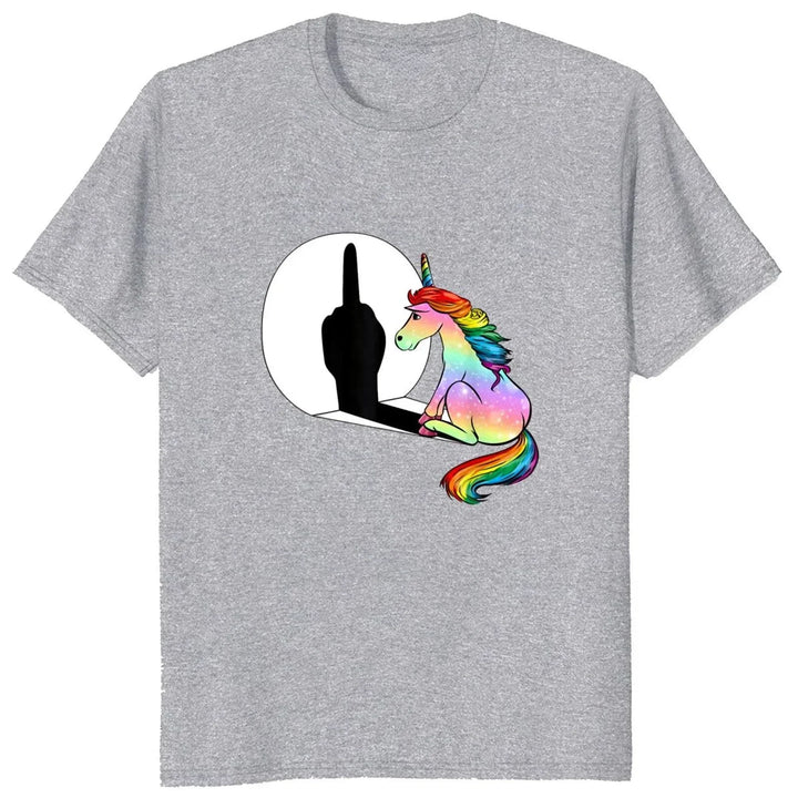 Unicorn Middle Finger Fxk T Shirt Women T-Shirt Streetwear Tshirts Anime Clothes Four Seasons