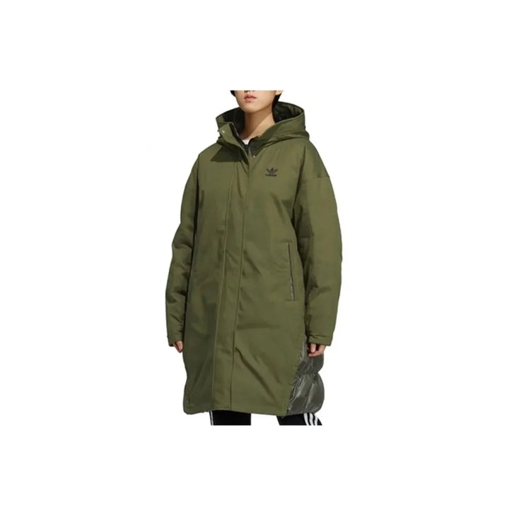 Adidas originals Layered Parka Mid Length Hooded Down Jacket Winter Women's Green