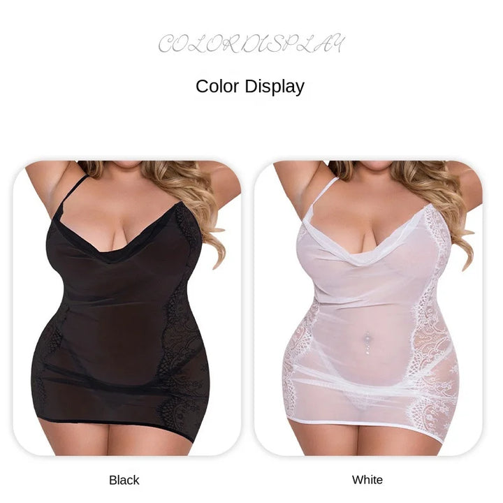 Large Size Sexy Nightdress Sex Suit Lace Perspective Fat Sexy Sex Underwear Sexy Lingerie  Sex Tols for Girl  Plus Size Lingerie