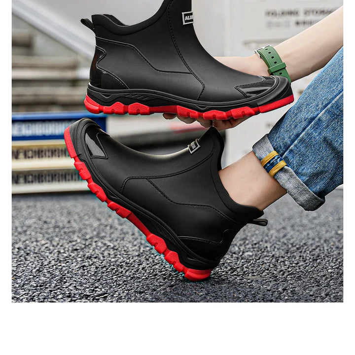 Summer Men's Ankle Rain Boots Outdoor Casual Men Hiking Fishing Water Shoes Non-slip Chef Work Boot Mans Waterproof Footwear