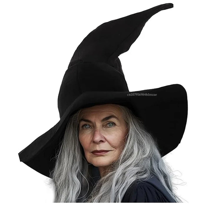 Cospaly Halloween Costume Twist Hat Witch Hat Black Velvet Witch Hat Wizard Velvet Hat Role-playing Accessories