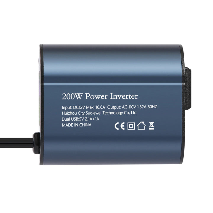 200W car inverter DC 12V to AC 110V US socket portable charger Solar dual usb interface