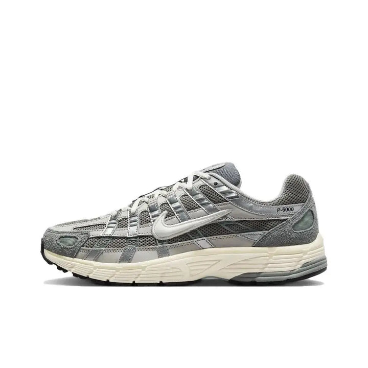 NIKE P-6000 Metallic Silver PRM NA Men's Sports Shoes Training Low Top Breathable Plaid Lightweight Running Shoes Casual Shoes