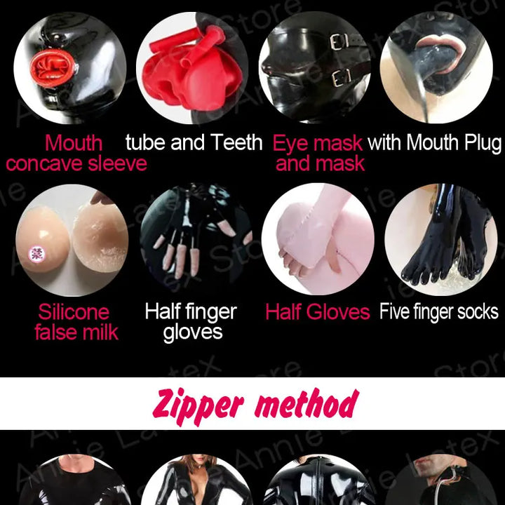 Sexy Black Coverall Bodysuit Adult Latex Rubber Catsuit For Men and Women Unisex Latex Suit Bodysuit Multiple Styles To Choose