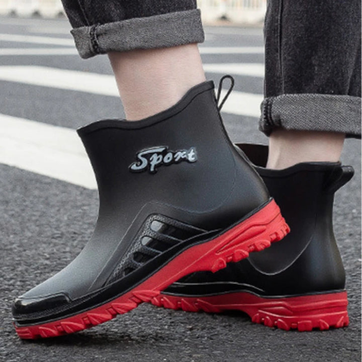 Men's Rain Boots Outdoor Fishing Boots Fashion Waterproof Kitchen Rubber Shoes Non Slip Work Botines Winter Warm Men Ankle Boots