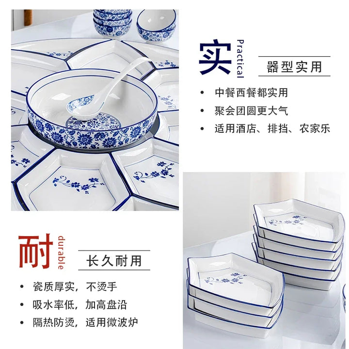 Set plate, net red set, set plate, tableware combination, ceramic dishes, dishes, round tables, dishes, creative household