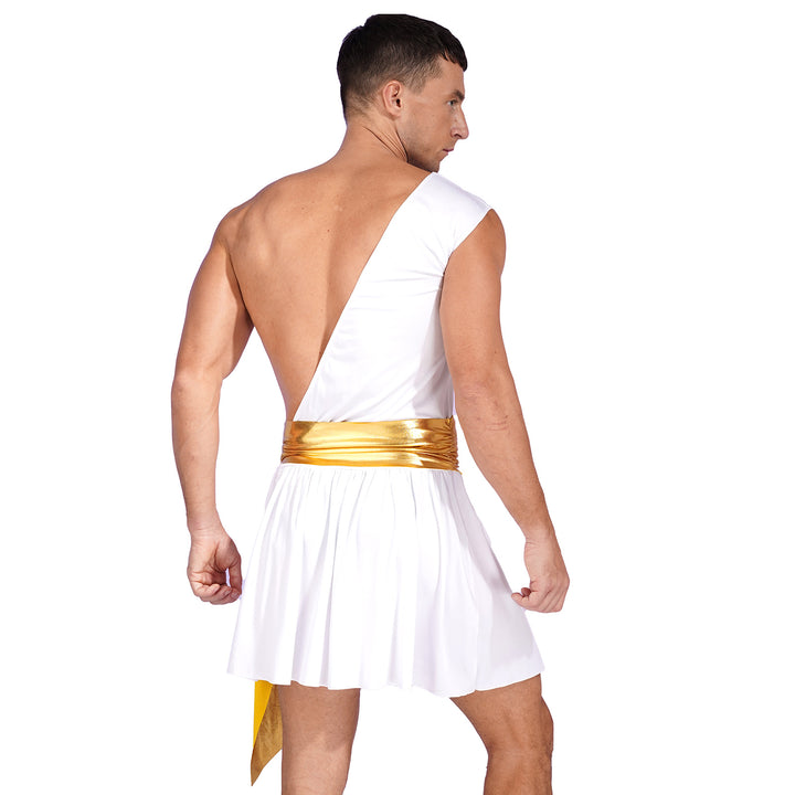 Men's  Ancient Greek God Halloween Party Costume Cosplay One Shoulder Strap Skirts Knight Warrior Theatrical Performance Outfit