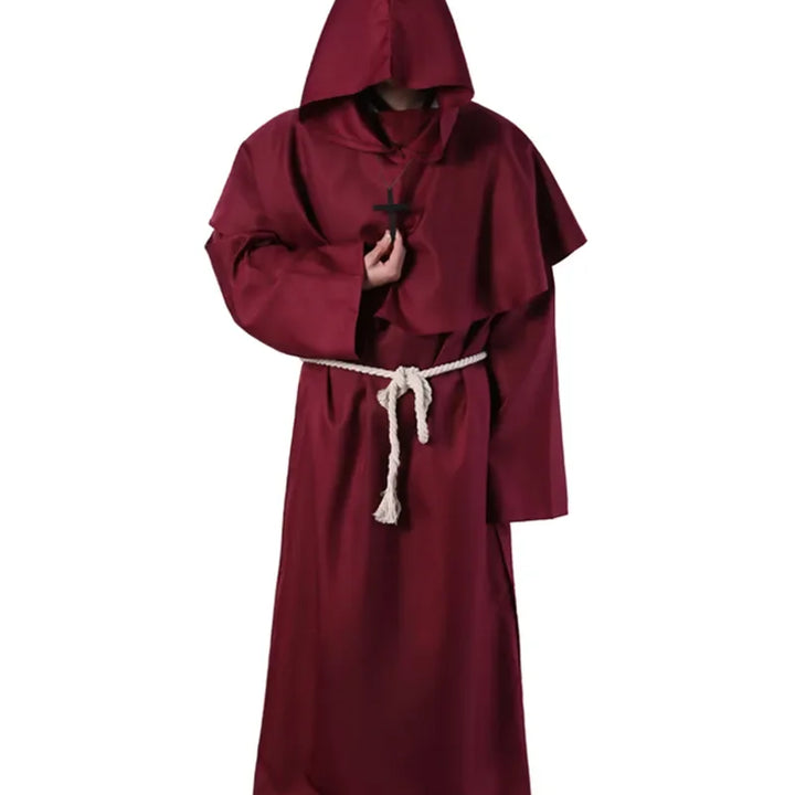 New Wizard Costume Halloween Cosplay Costume Medieval Hooded Robe Monk Friar Robe Priest Costume Ancient Clothing Christian Suit