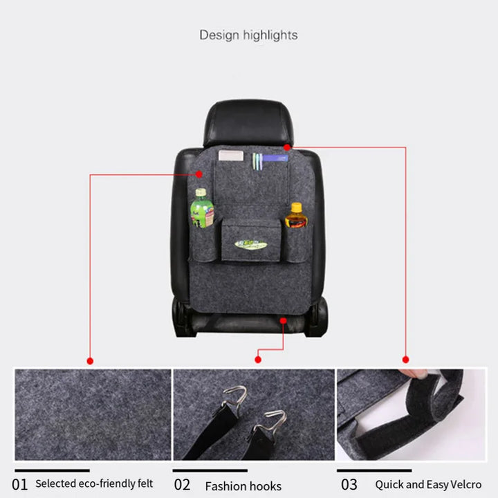 Universal Car Back Seat Storage Bag Organizer Trunk Elastic Felt Storage Bag 6 Pockets Organizer Hanging Car Accessories 40*56CM