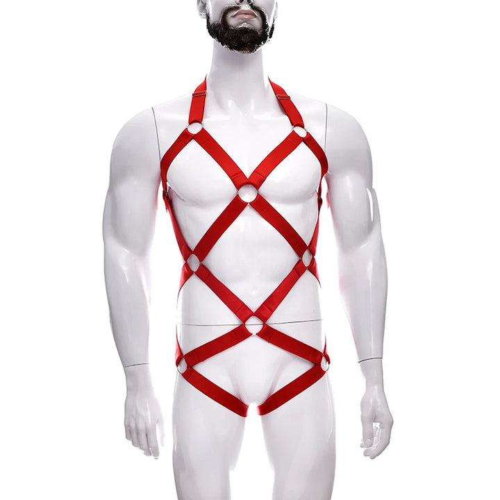 Male Full Body Harness Cage Adjust Set Mens Gay Hollow Elastic Bondage Harness Sexy Lingerie Fetish Nightclub Costume