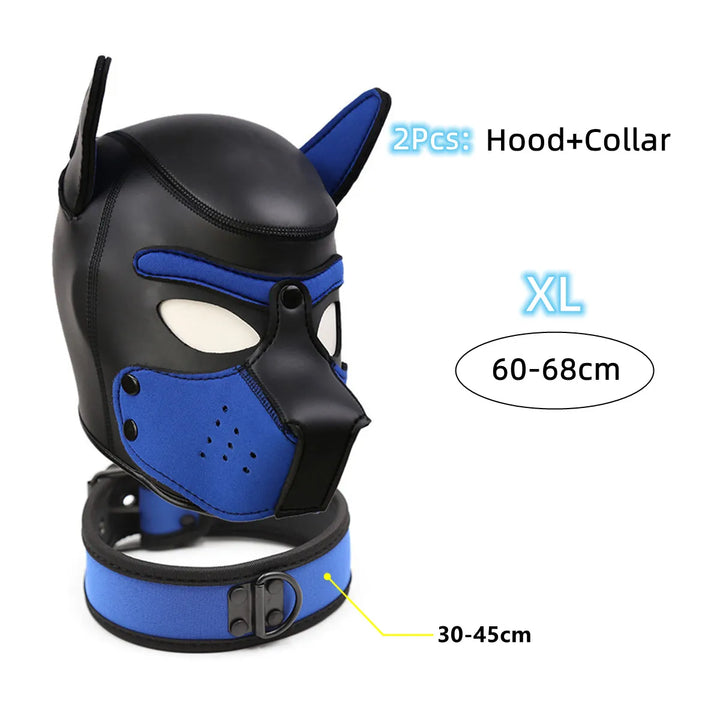 Puppy Cosplay Costumes of XL Code Brand New Increase Large Size Padded Rubber Full Head Hood Mask with Collar for Dog Roleplay