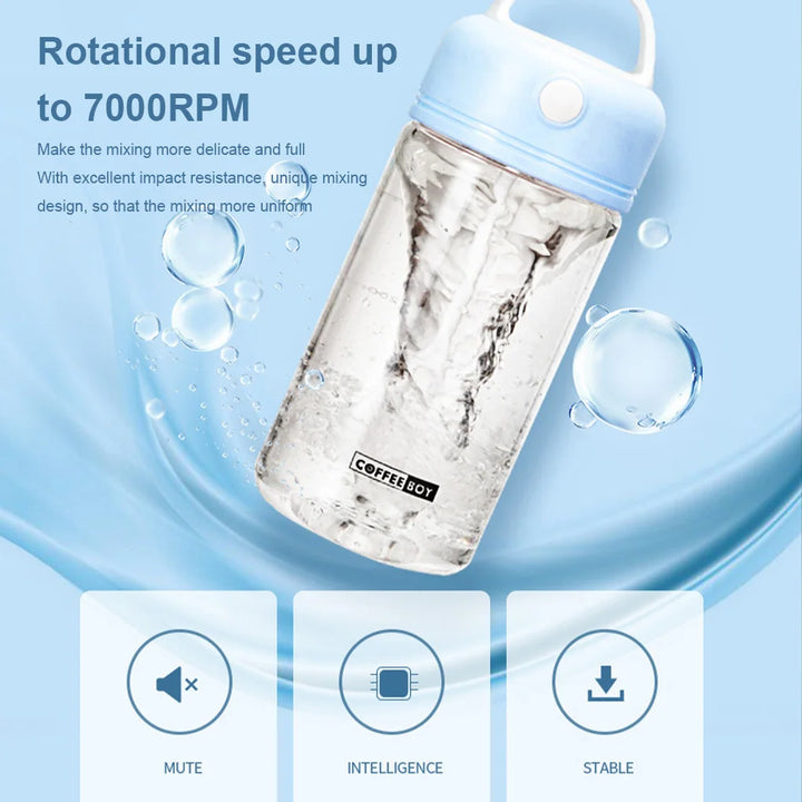 Electric Shake Bottle IPX5 Waterproof 380ML 3W Milk Cup Portable Plastic Shaker Battery Operated Water Drink Mixer