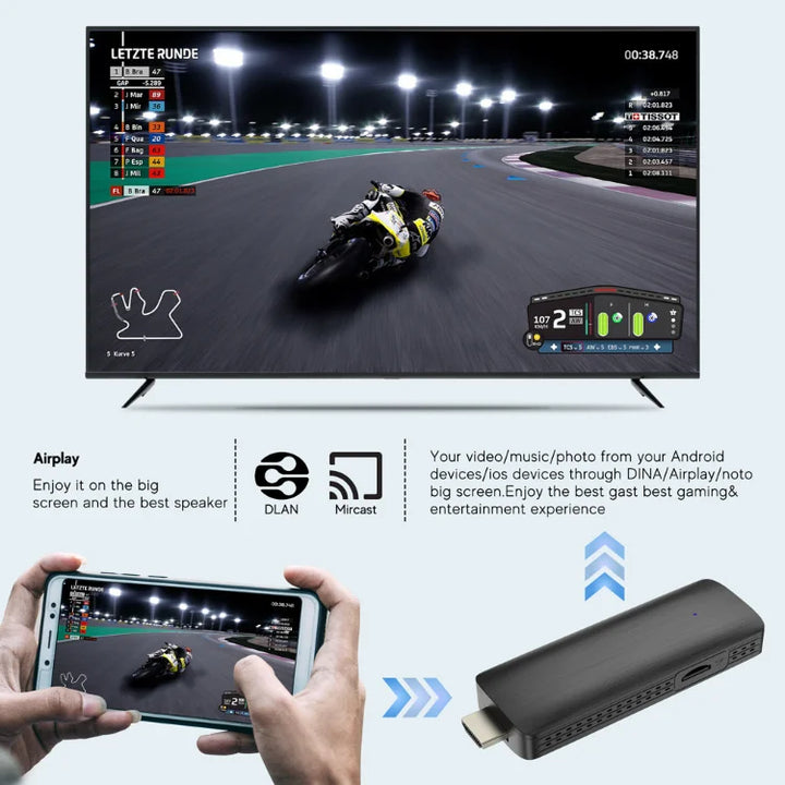 DQ03 Mini TV Stick Android 10 Quad Core ARM Cortex A53 2GB 16GB Support 4K H.265 2.4G&5.8G Wifi Streaming Smart TV Box 1GB 8GB