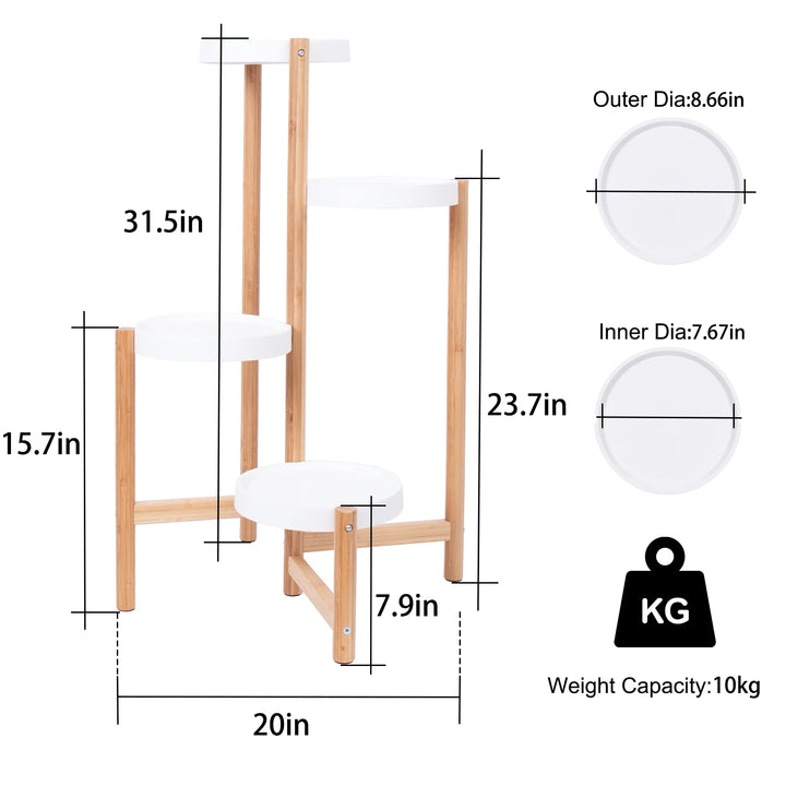 Indoor Outdoor Corner Bamboo 3/4/5 Tier Plant Stand Round Planter Flower Potted Display Holder Rack