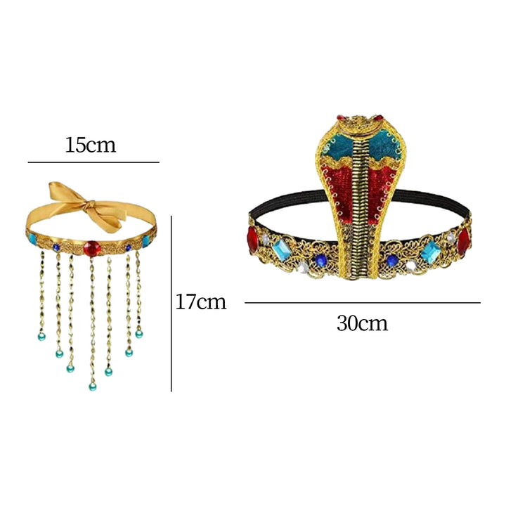 3 Pieces Women's Egyptian Costume Snake Beaded Headband for Party Masquerade