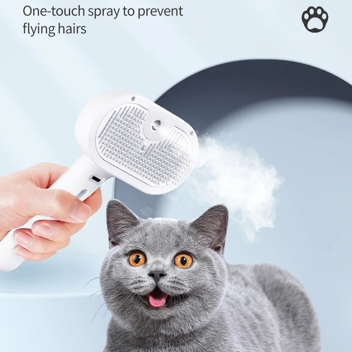 ROJECO Electric Steam Brush For Cat Removes Hair Rechargeable Cats Cleaning Brush With Vaporizer Mist Pet Grooming Massage Comb