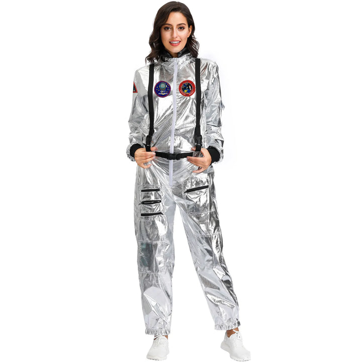 Halloween Christmas Silver Spaceman Men Women Space Suit Adult Children Astronaut Costume Family Party Dress Up Birthday Gift