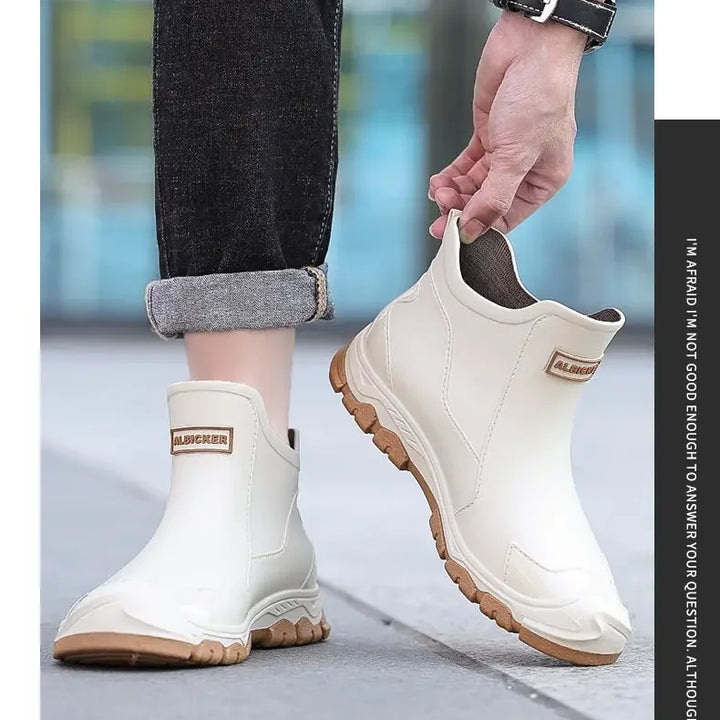 Fashionable Rain Boots for Men New Rainproof and Waterproof Shoes, Short Non-slip Casual Fishing Rubber Boots, Work Rubber Shoes