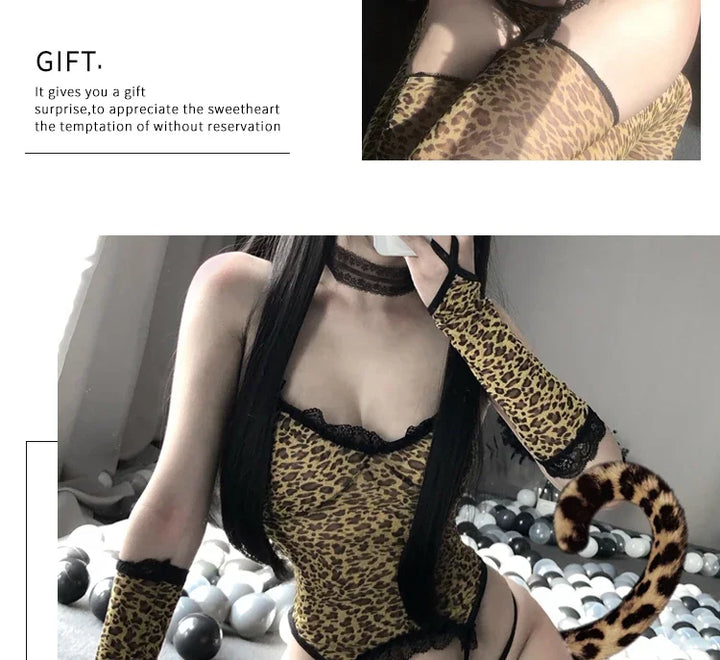 New Sexy Erotic Lingerie Sexy Costumes Sexy Lingerie Hot Black Lace Perspective Women Teddy Lingerie Cosplay Cat Uniform