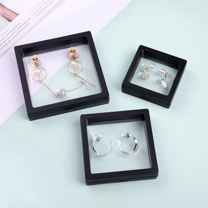 PE Film Jewelry Box Square Transparent Anti Oxidation Packaging Box Earrings Necklaces Ring Storage Box For Women'S Gift Display