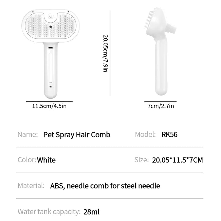 ROJECO Pet Automatic Spray Hair Comb Cat Hair Straightening Brush for Pets Dog Rechargeable Hair Removal Comb Cat Grooming Brush