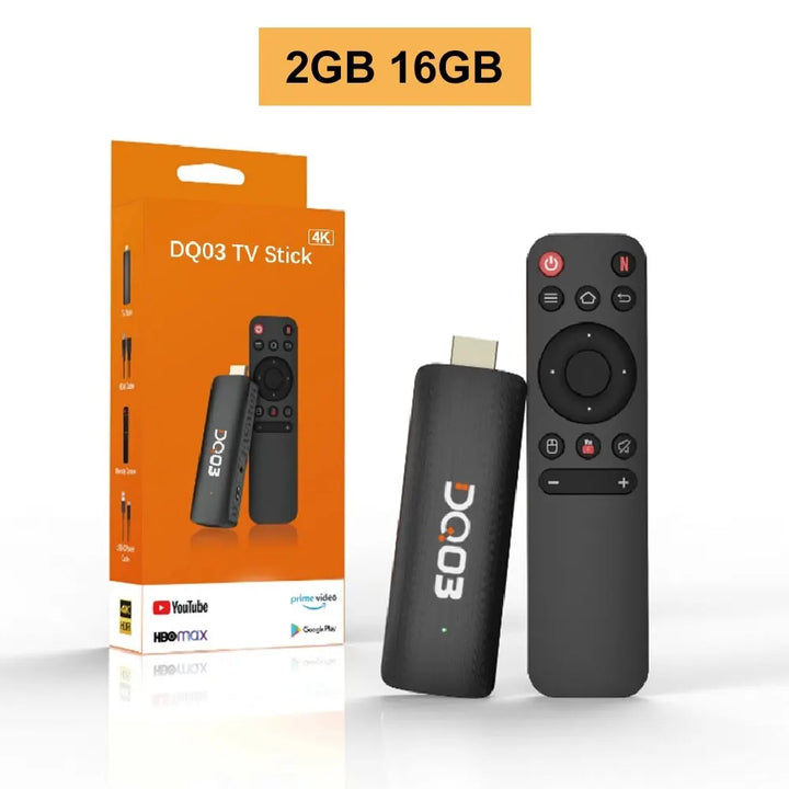 DQ03 Mini TV Stick Android 10 Quad Core ARM Cortex A53 2GB 16GB Support 4K H.265 2.4G&5.8G Wifi Streaming Smart TV Box 1GB 8GB