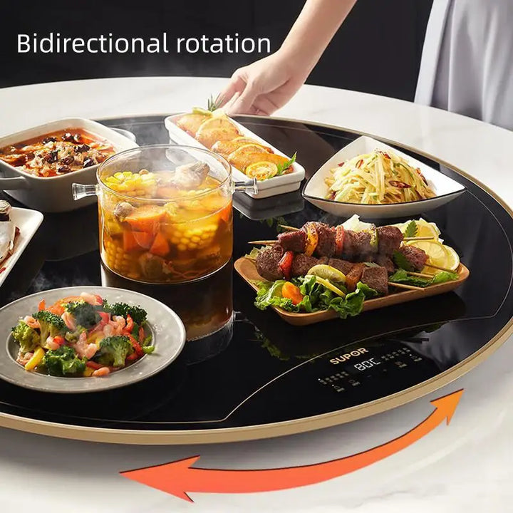 SUPOR Electric Food Warmer 600W 220V 80cm Round Food Warmer Plate Electric Dishes Heater Rotatary Fast Heating Thawing Warming