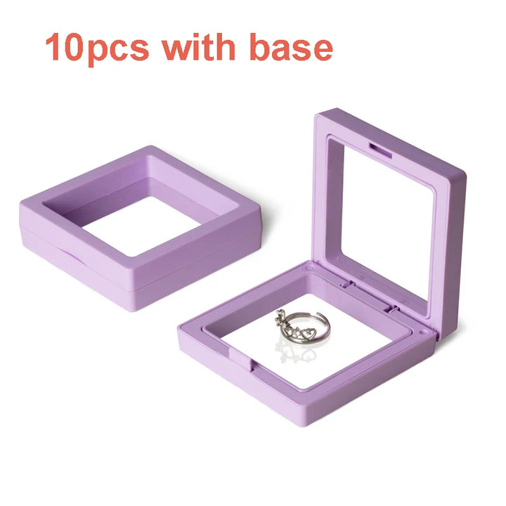 10pcs Display Box 3D Floating Frame Jewelry Display Stand Shadow Gift Box Ring Pendant Holder Jewellery Stone Presentation Case