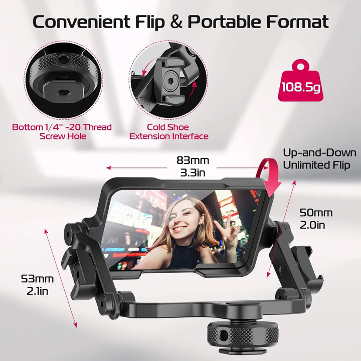 Ulanzi ST-27 Universal Metal Mobile Phone Clip With 1/4 Screw Cold Mount Flip Mirror For Bracket Selfie Tripod Stand Mount Clamp