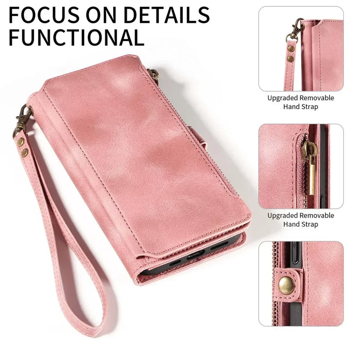 Luxury Handbag Zip Wallet Case for Google Pixel 8 Pro 8A 7 7A 6 6A 5 XL 5A 4 4A Leather Phone Bumper Magnetic Strap Flip Case