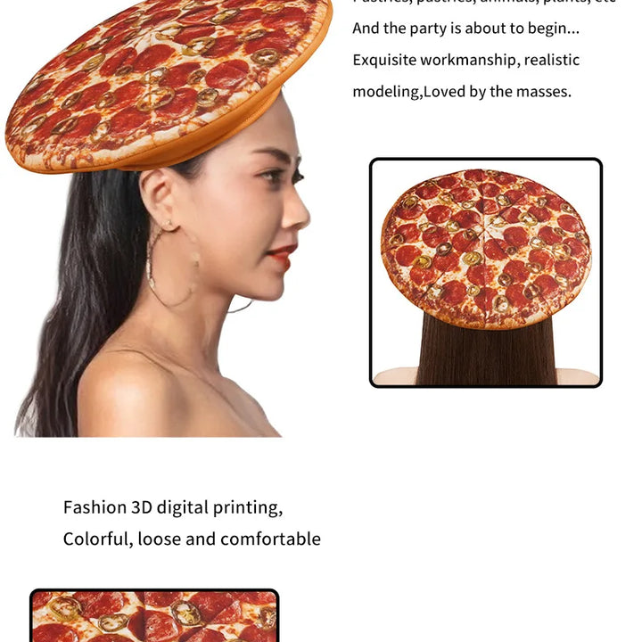 Adult Funny Pizza Hat Cosplay Food Costume Role Play Party Delicious Food Carnival Clothes Accessories For Women Christmas Gifts