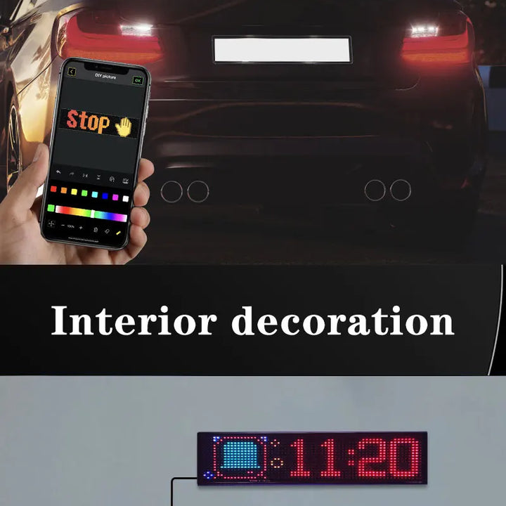 Car LED Matrix Pixel Panel Funny DIY RGB Lighting Graffiti Scrolling Text Board Windshield Advertising Screen APP Control