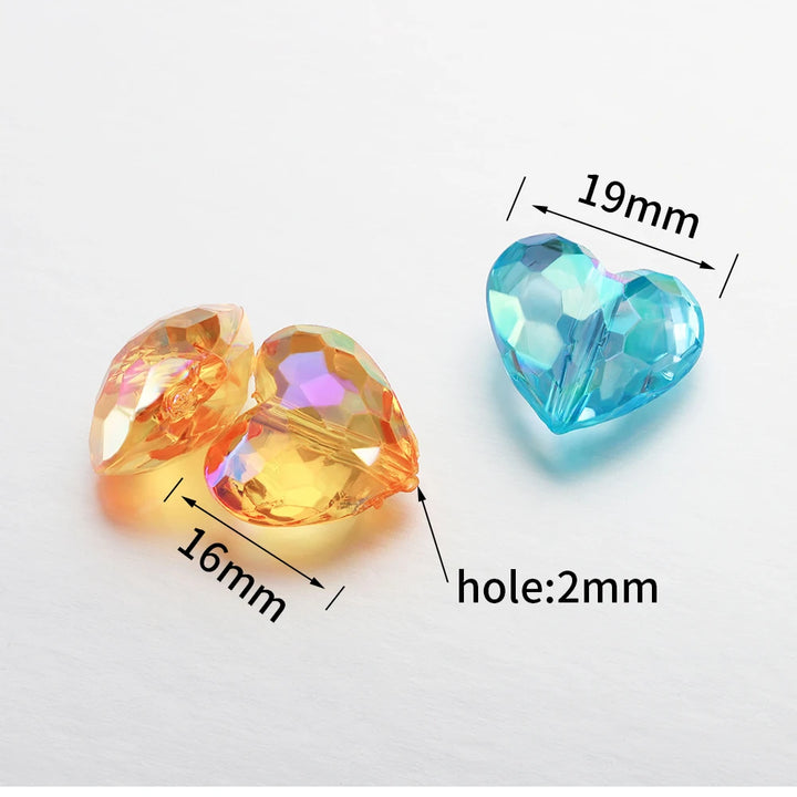 20pcs Acrylic Love Heart Beads Shiny Mix AB Color Large Crystal Loose Spacer Beads for Necklace Bracelet Pendant Jewelry Making