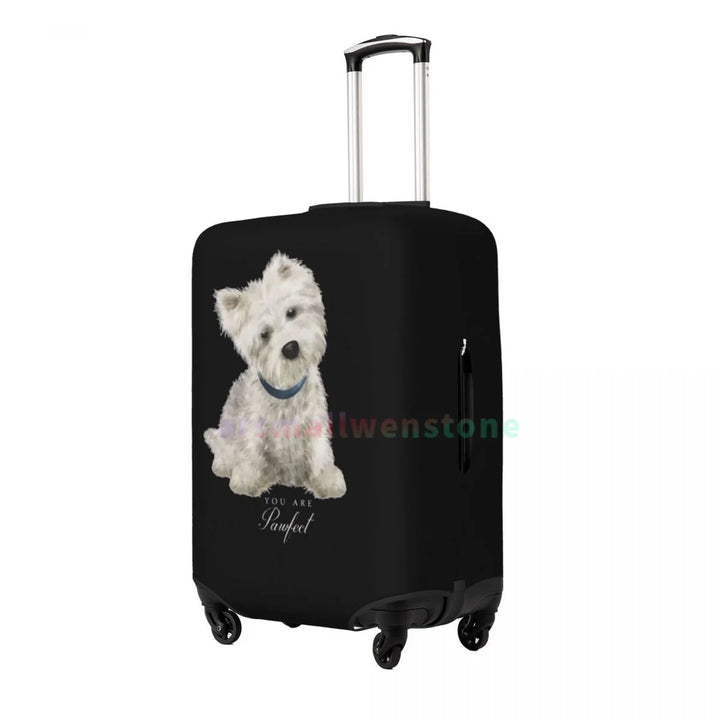 White Terrier Dog Luggage Cover Suitcase Protector Thicken Elasticity Dust Covered Anti-scratch Protective Case 18-32 Inch